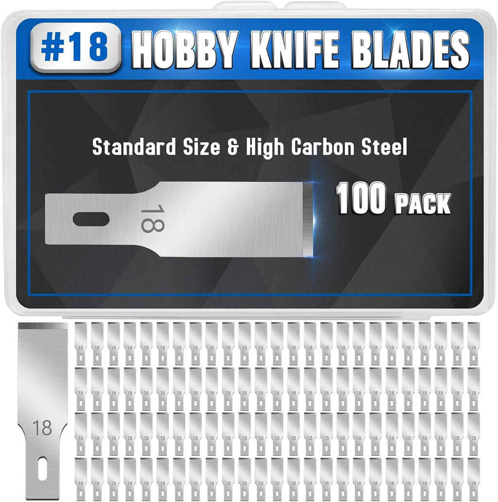 DIYSELF 100 Pack Hobby Knife Blades #18, Carbon Steel Chisel Blades