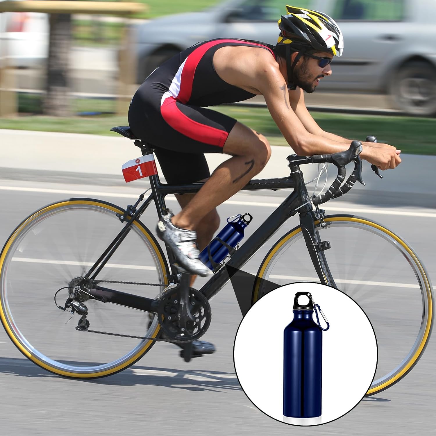 24 Pcs Aluminum Water Bottle 17oz Aluminum Reusable Bottles with Clips Sports Lightweight Water Multipack Easy Carry Leakproof Travel for Gym Hiking Cycling Sports Outdoor(Dark Blue)