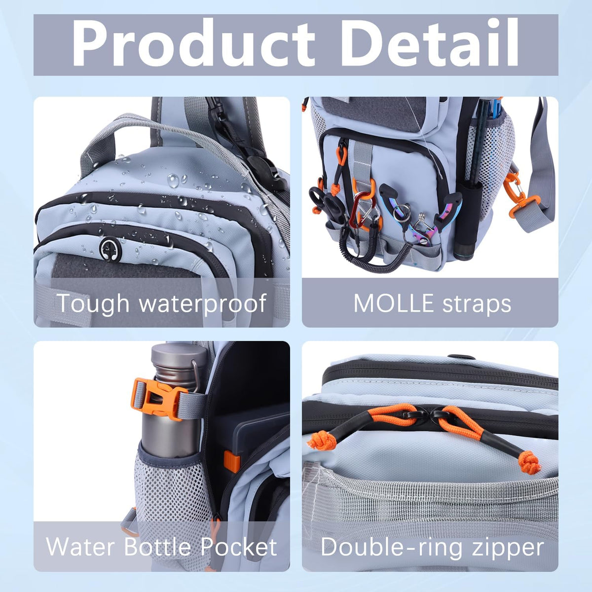 Fishing Backpack with Tackle Boxes&Tool Set,Waterproof,Fish Shoulder Bag with 136 Pcs Fishing Lures Kit,Fish Hook Remover Tool,Fish Lip Gripper,Fishing Plier,Gifts for Men(Gray)
