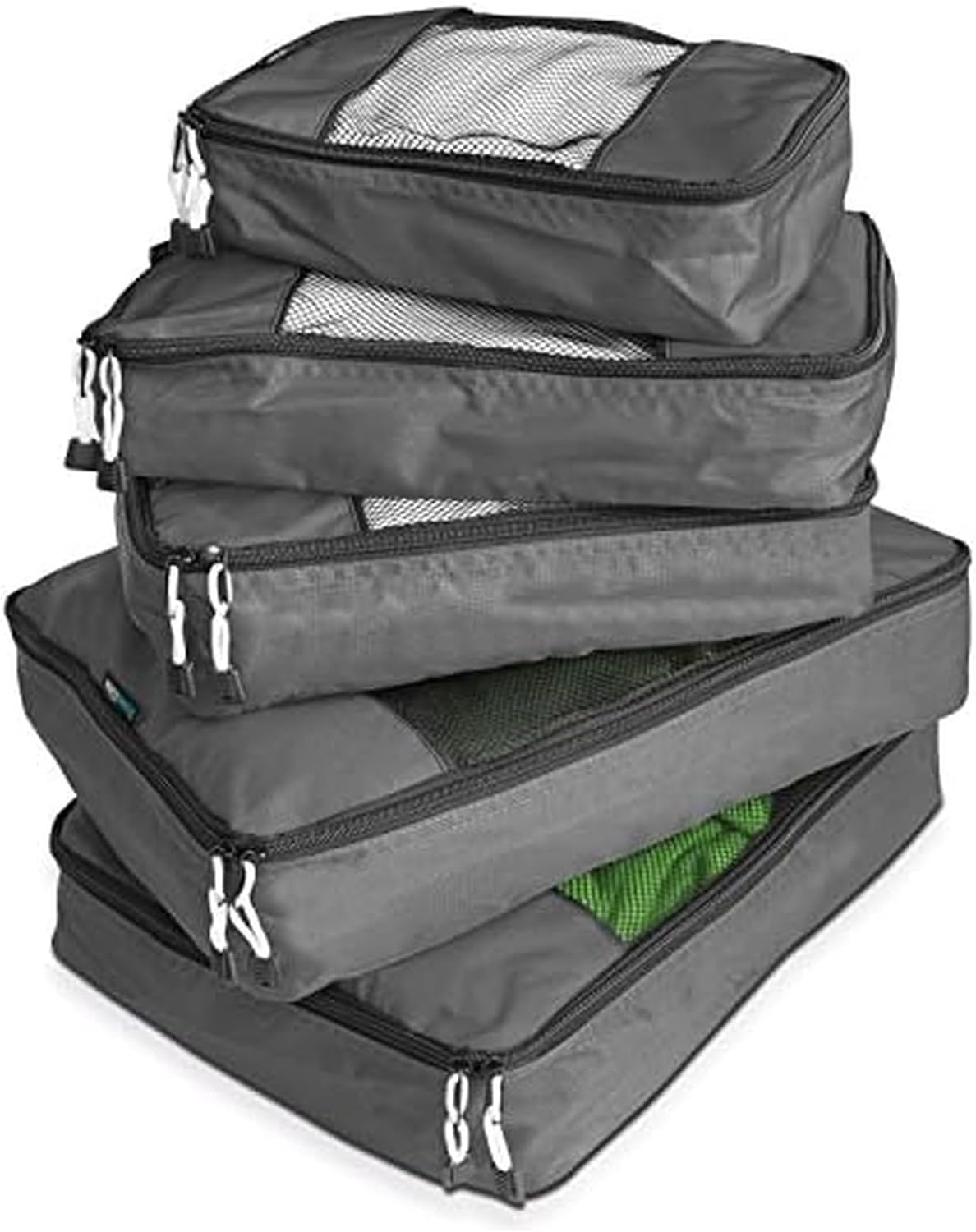 TravelWise Packing Cube System - Durable 5 Piece Weekender Plus Set (Black)