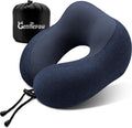 Travel Pillow - Memory Foam Cervical Neck Pillow for Adults, Kids, Children, Convenient & Portable U Shaped Pillows, Airplane Pillow for Home, Office, Camping, Travelling, Sleeping (Blue)