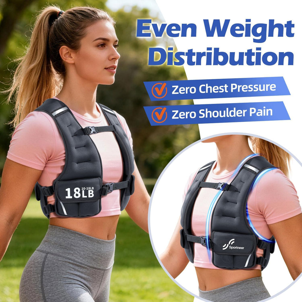 Sportneer Adjustable Weighted Vest Woman 10-18lb Gym Training Walking Vest