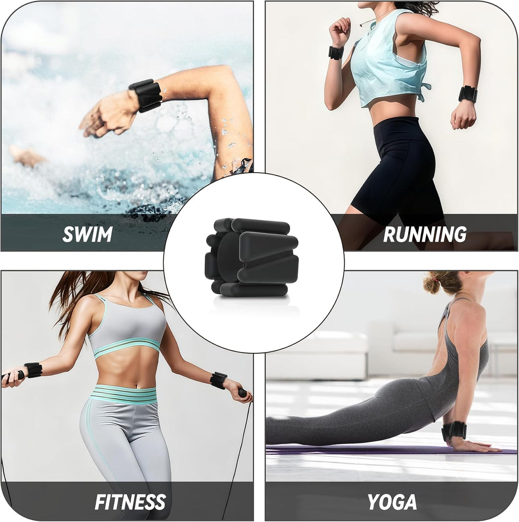 Ankle Weights 2 lb Set for Women & Men - Adjustable Wrist/Leg Weights with Soft Neoprene & Metal D-Ring, Sweat-Proof for Walking Running Pilates HIIT At Home Workout