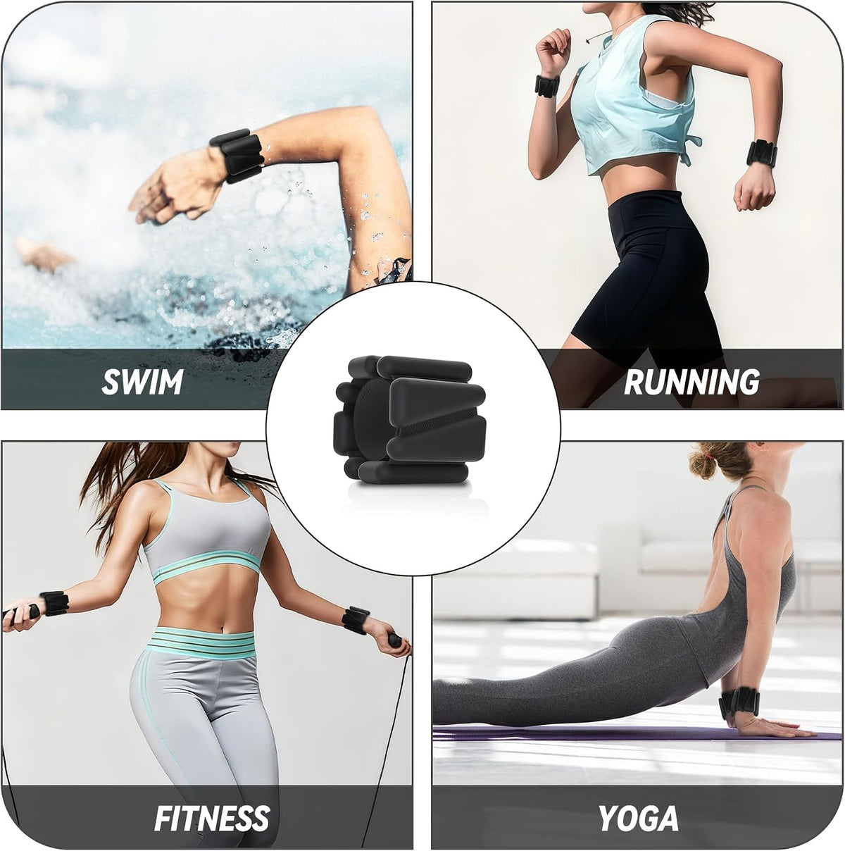 Ankle Weights 2 lb Set for Women & Men - Adjustable Wrist/Leg Weights with Soft Neoprene & Metal D-Ring, Sweat-Proof for Walking Running Pilates HIIT At Home Workout