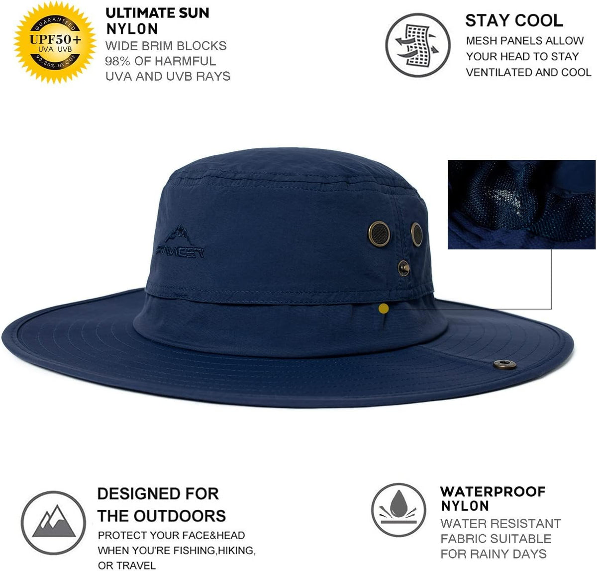 Comhats Waterproof UPF 50+ Wide Brim Sun Hat for Men Big Heads Oversized