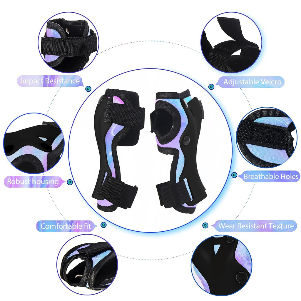Gradient Color Kids Protective Gear Set Knee Pads for Kid 2-14 Years,W/ Adjustable Strap Kids/Youth Knee Pads Elbow Pads Wrist Guards Set for Inline Roller Skates,Cycling,BMX Bike,Skateboard,Scooter