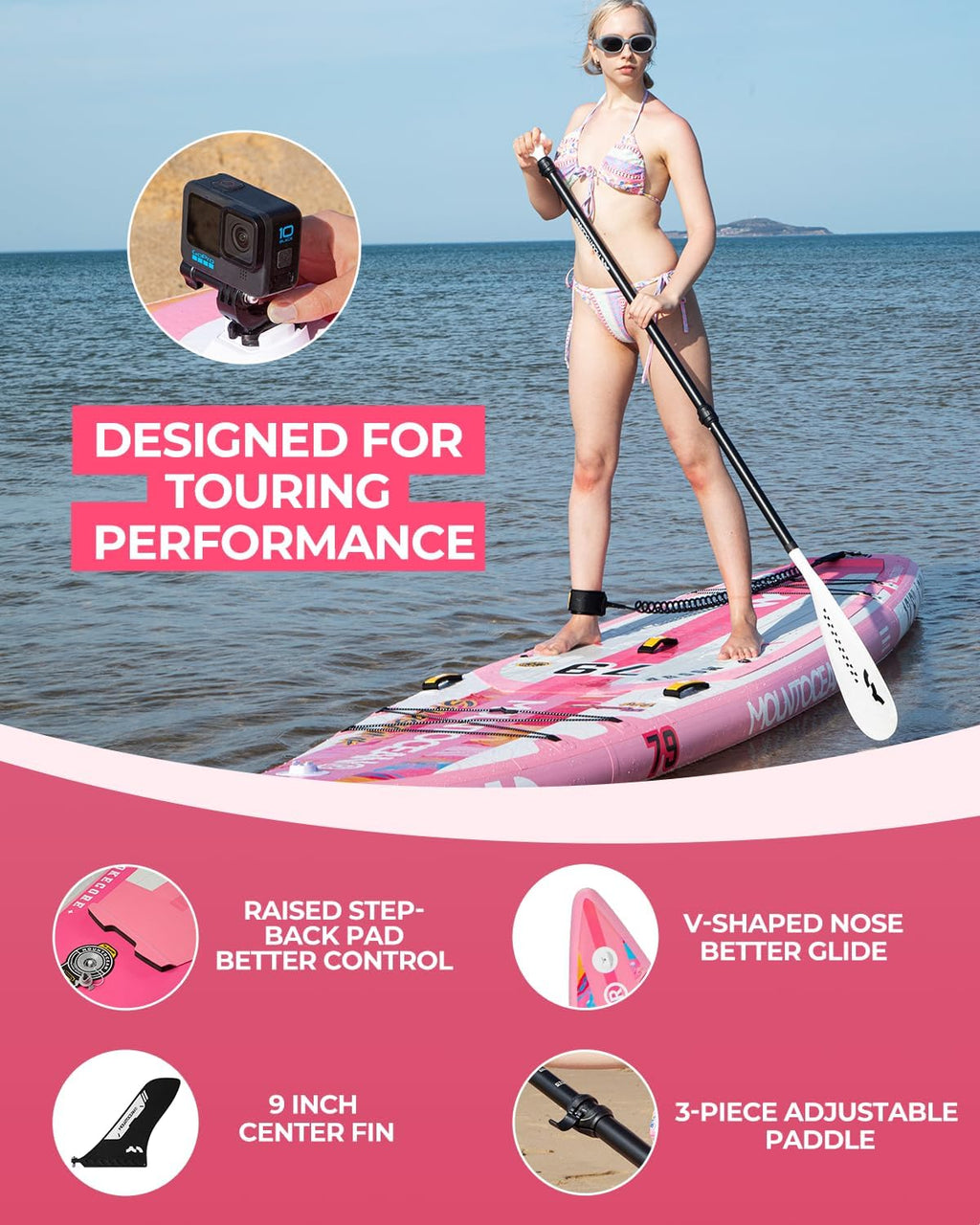 MOUNTOCEAN Premium Extra Wide Inflatable Paddle Board with SUP Accessories