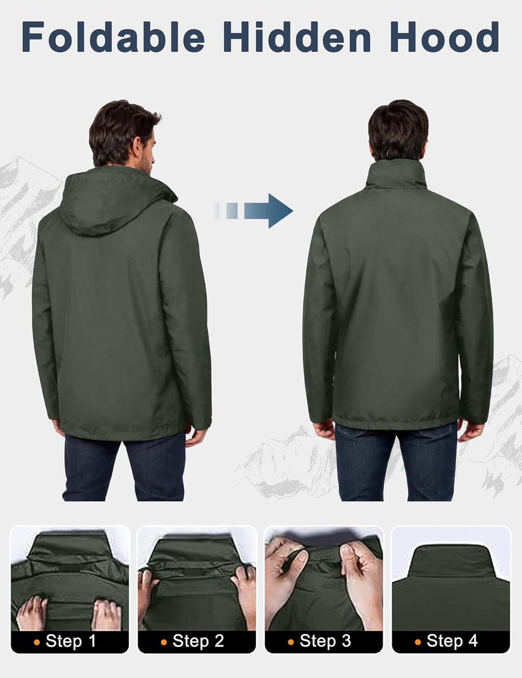 Little Donkey Andy Men's Waterproof Rain Jacket Outdoor Raincoat for Hiking
