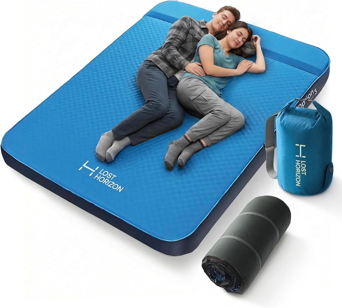 Lost Horizon Self-Inflating Foam Camping Mattress, Single, 3" Thick