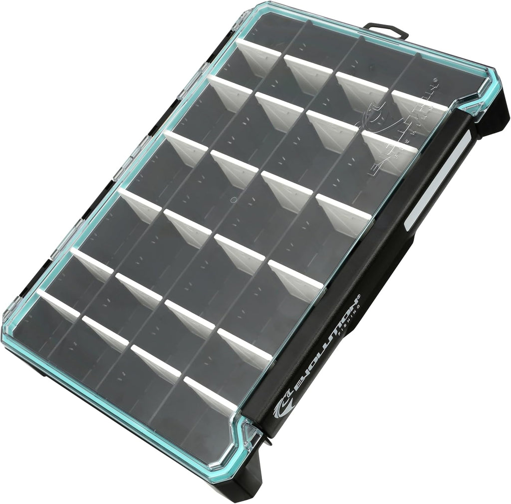 Evolution Fishing BallistiX 3.7 Tackle Tray - Waterproof, Anti-Corrosion, Single Latch, Clear Polycarbonate Lid, Lure Box, Tackle Storage Box, Removable Dividers
