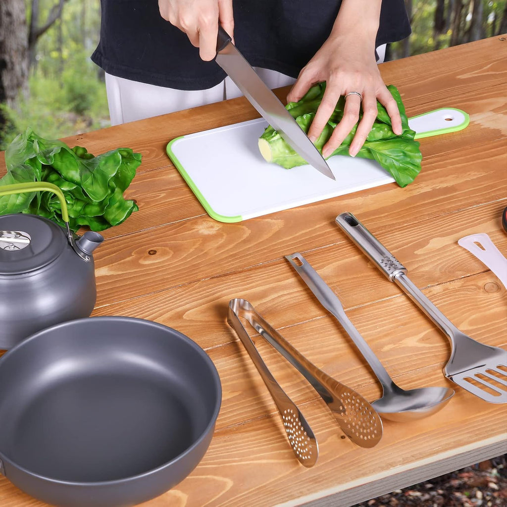 Gejoy 42 Pcs Camping Cookware Mess Kit Pots and Pans Set for 4 People