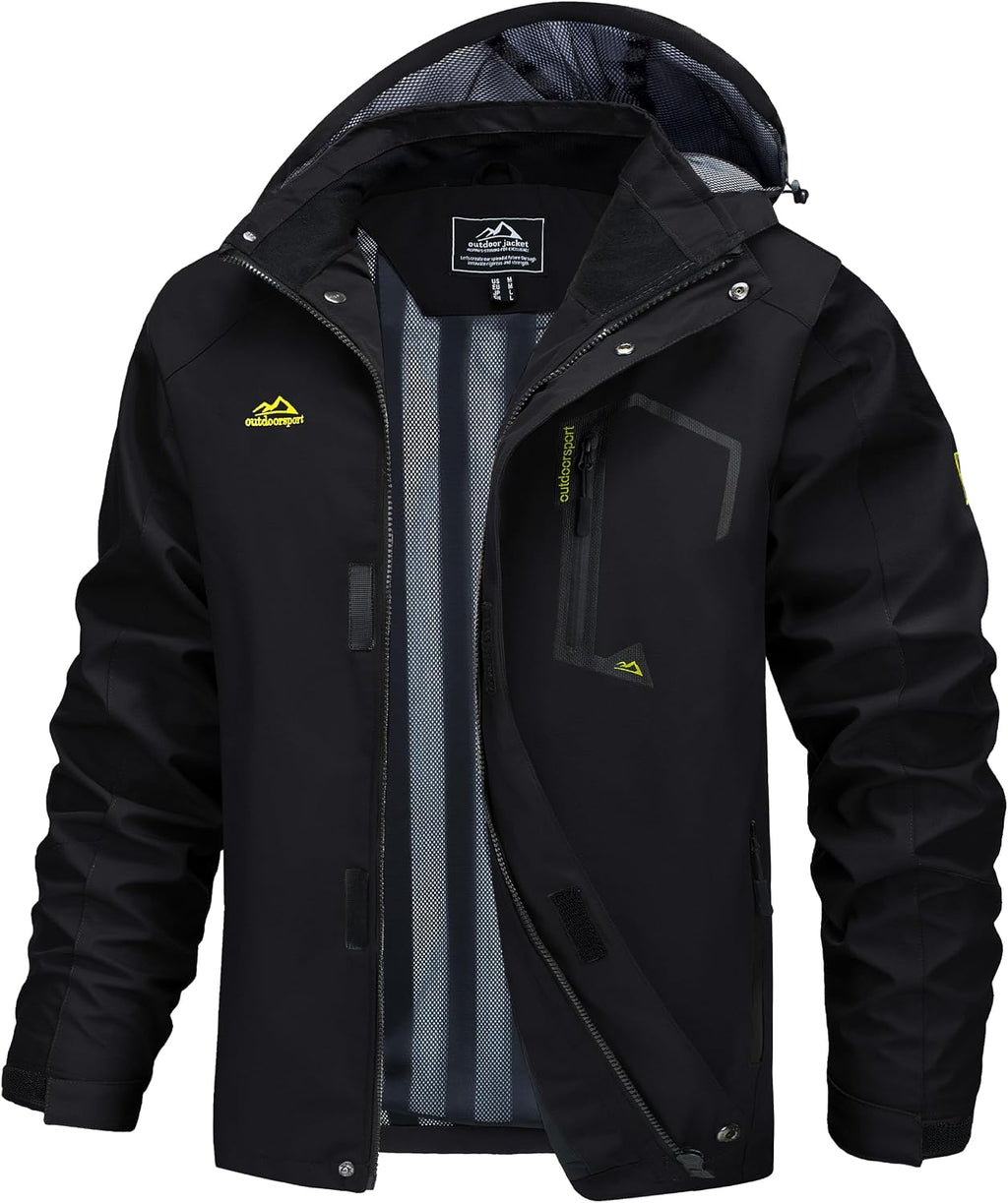 MAGCOMSEN Men's Lightweight Windbreaker Rain Jacket Raincoat with Detachable Hood for Hiking Fishing Activewear