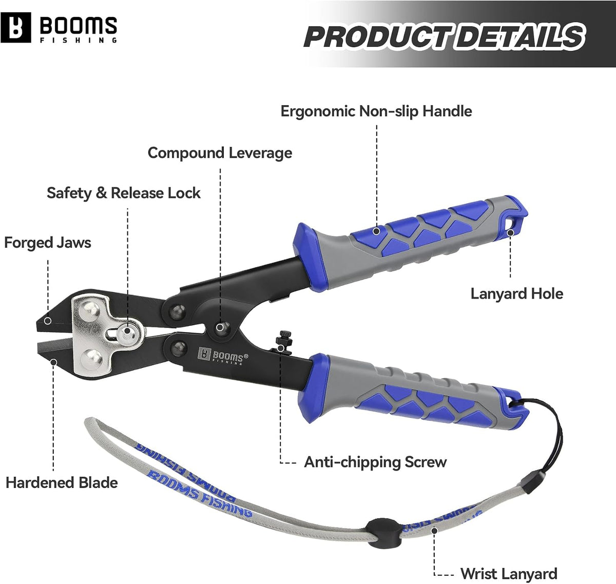 Booms Fishing Hook & Wire Cutter: Upgraded Handle, Cuts Thick Hooks & Bolts - XW43 8.8" Heavy-Duty Fishing Tool