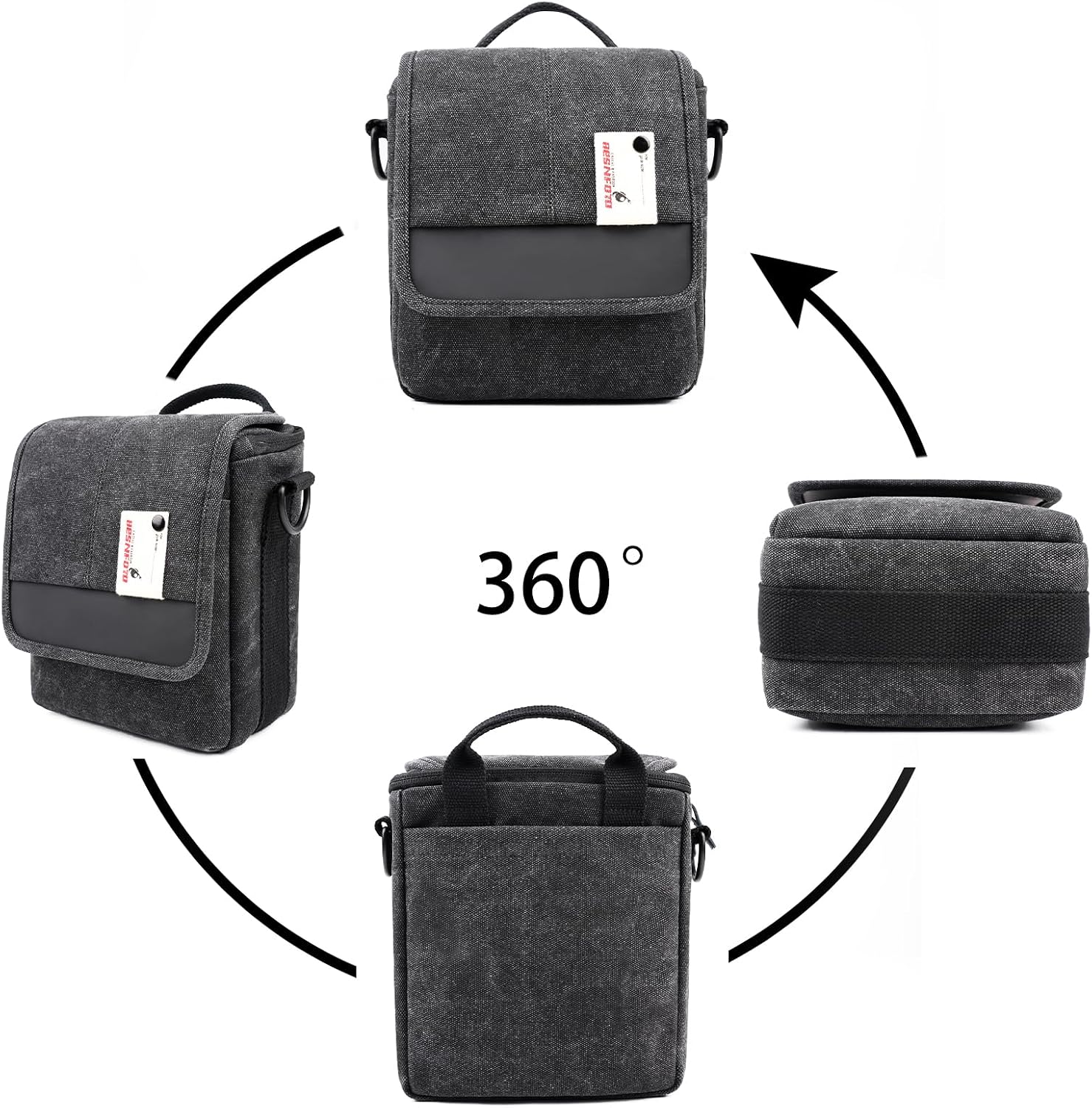 Besnfoto Mirrorless Camera Shoulder Bag Small Messenger Case Waist Bag Compatible for Canon (BlackH, Small)