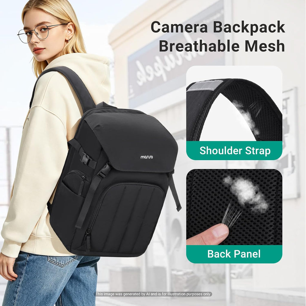 MOSISO Camera Bag, DSLR/SLR/Mirrorless Photography Backpack, Black