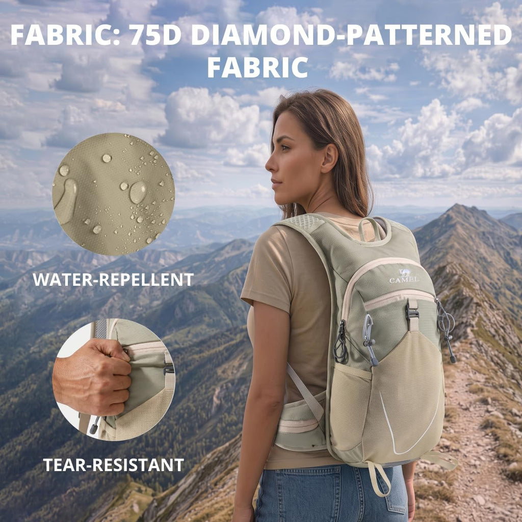 CAMEL Small Hiking Backpack for Women Men Lightweight Travel Daypack Cycling Bag Water Resistant Sports Backpacks