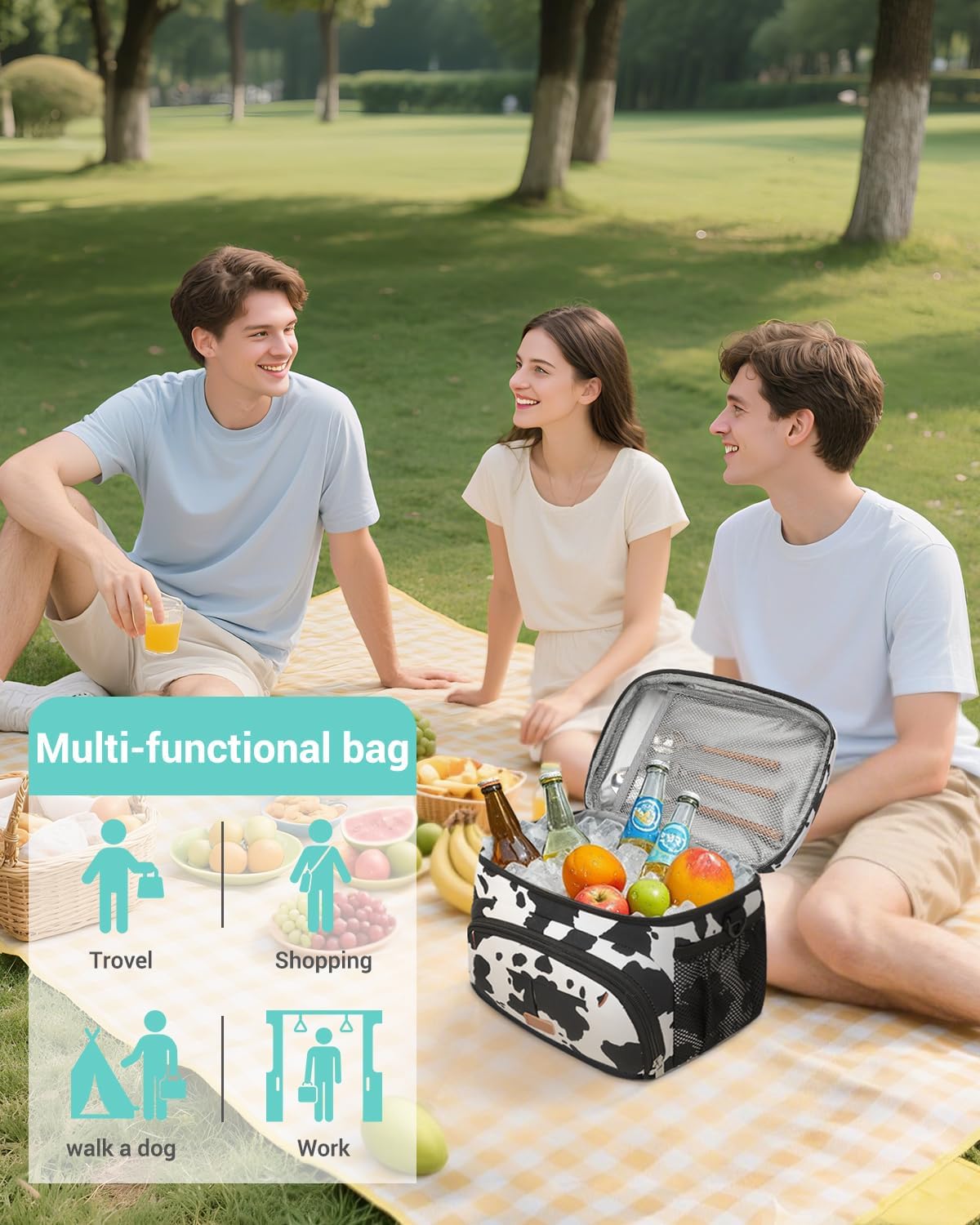 Pritent Lunch Box for Men Women Insulated Lunch Tote Cooler Bag Lunchbox
