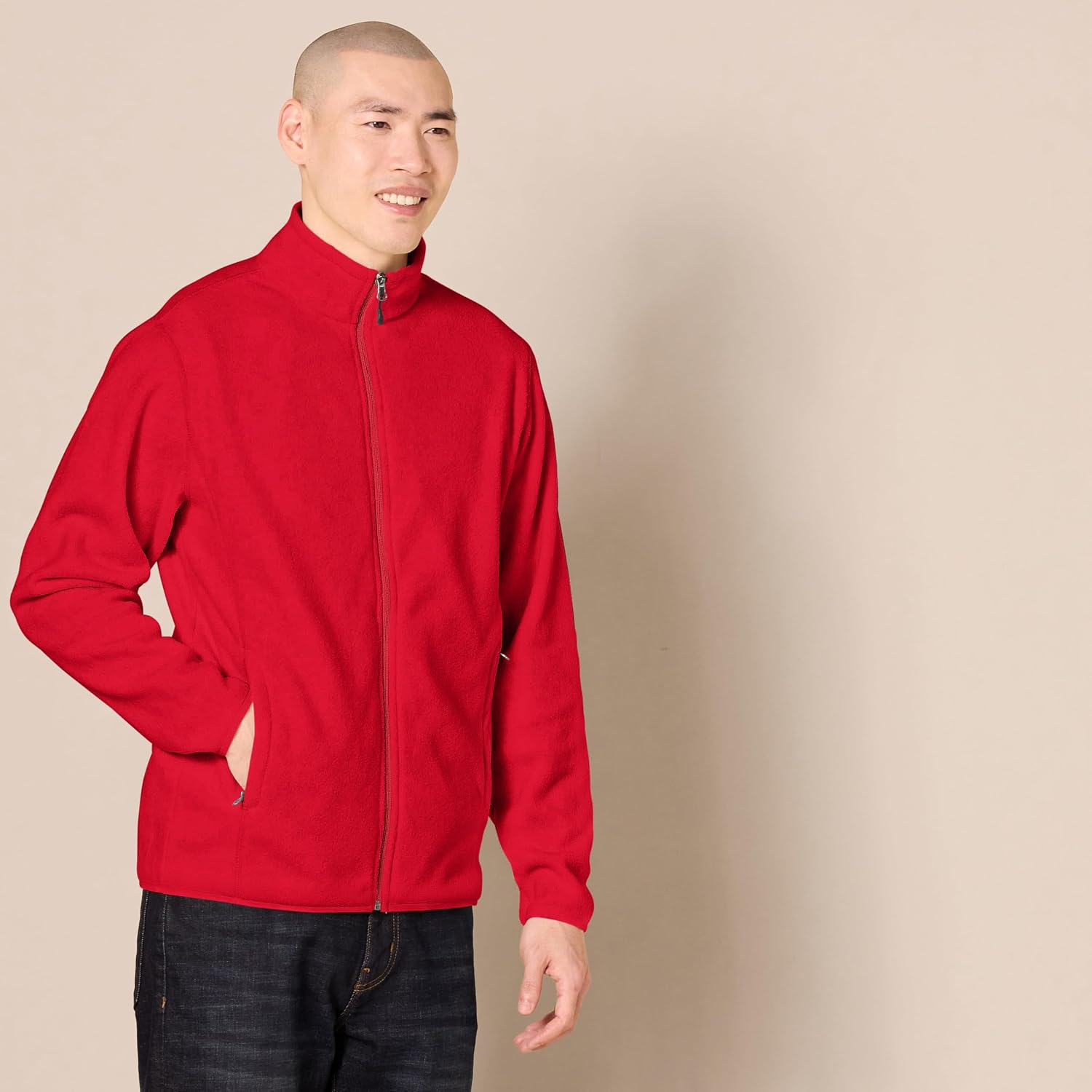 Amazon Essentials Men's Full-Zip Polar Fleece Jacket with Zippered Pockets for Cold Outdoor Weather (Available in Big & Tall)