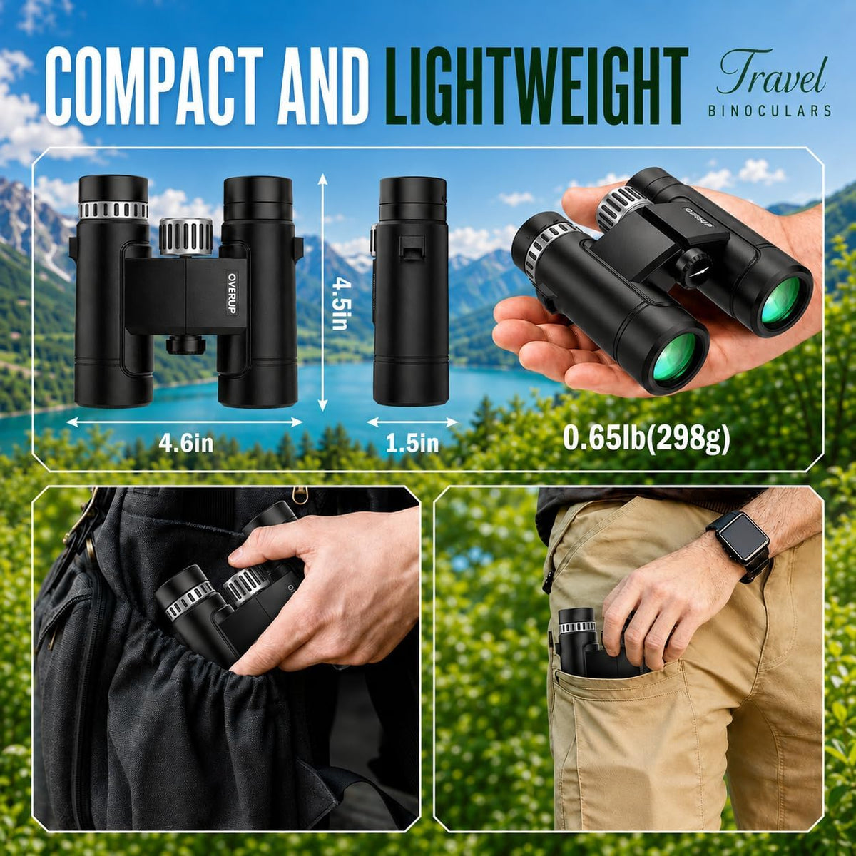 10x26 Compact Binoculars for Adults Travel Cruise Ship Birding Waterproof