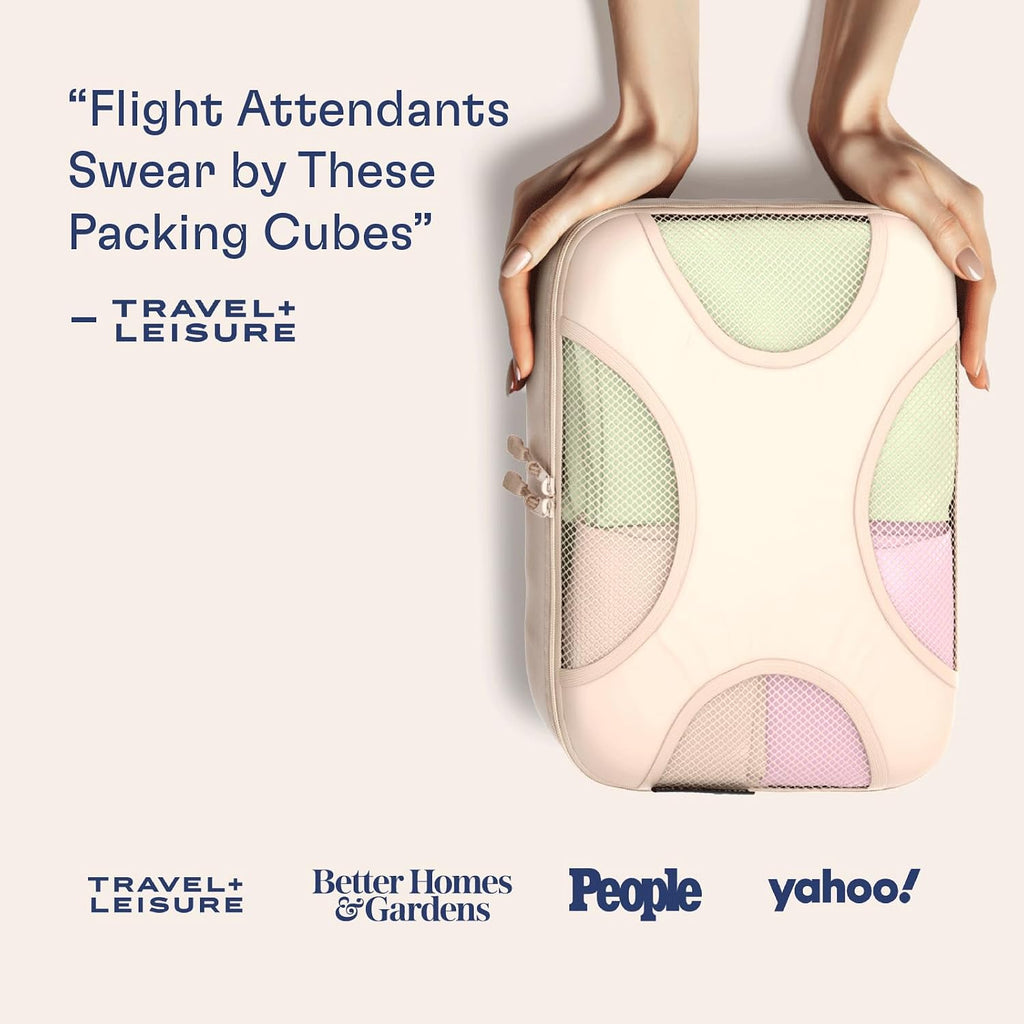 Shacke 5 Set Packing Cubes for Travel with Laundry Bag (Cream)