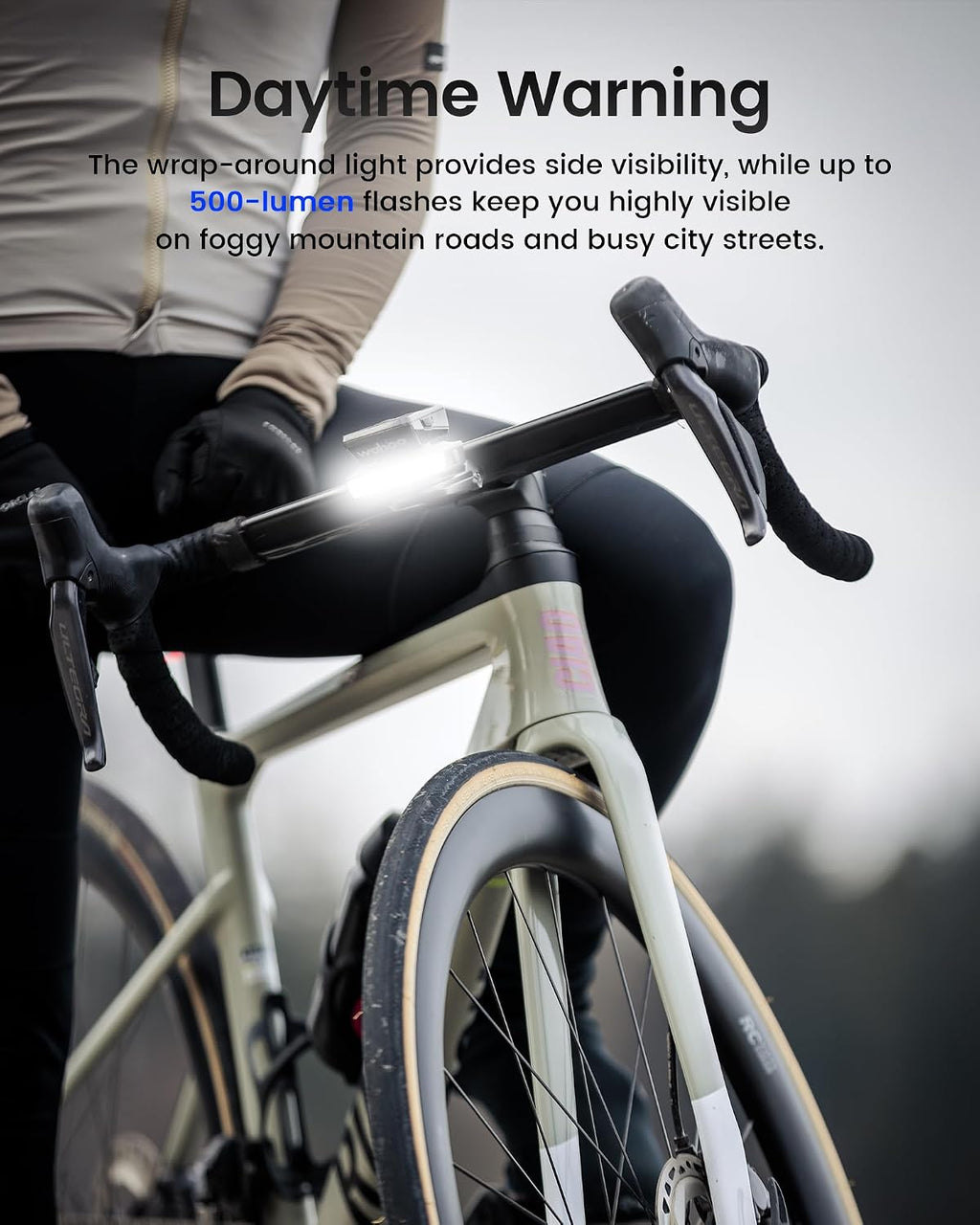 RAVEMEN FR1100 SE/FR500 Bike Headlight Compatible with Garmin/Wahoo Computers, 270° Wide-Angled Bicycle Front Light for Night Urban Riding & Daytime Warning, Auto On and Off, 6 Modes