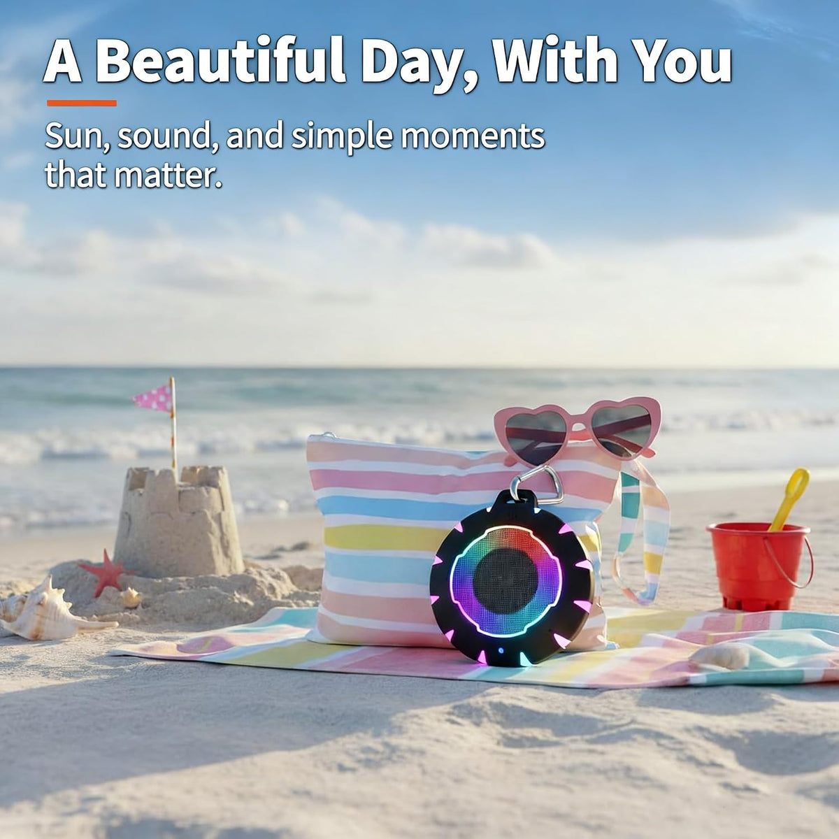 HEYSONG Bluetooth Shower Speaker + Waterproof Beach Bag – Rugged & Ready for Any Adventure