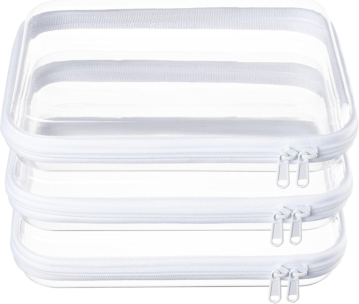 4 pcs Clear Zipper Pouches,Hard Shell Zipper Case, Toiletry Bag for Travel