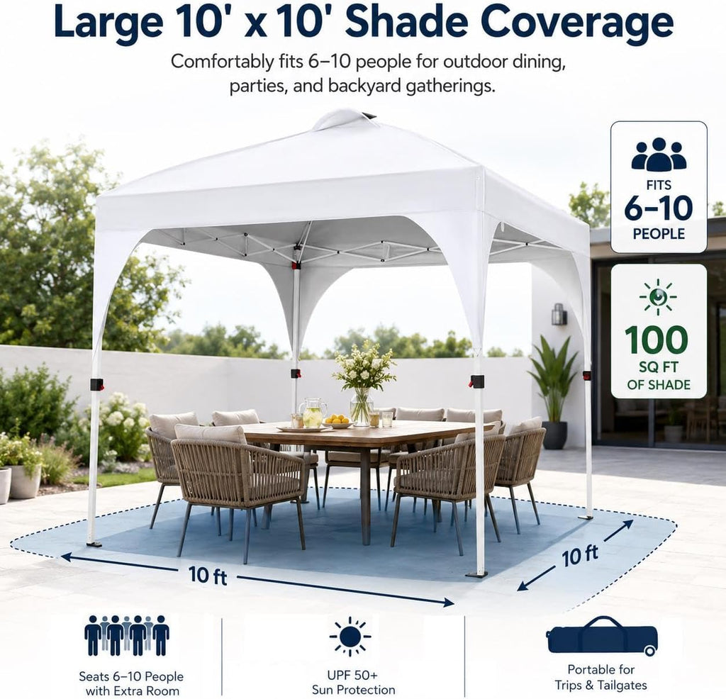 Yaheetech 10x10 Pop Up Canopy Tent for Outdoor Events, Silver Coat White