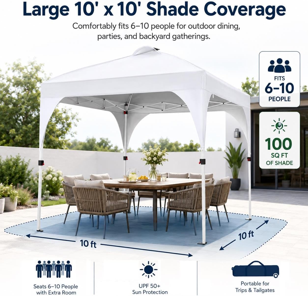 Yaheetech 10x10 Pop Up Canopy Tent for Outdoor Events, Silver Coat White