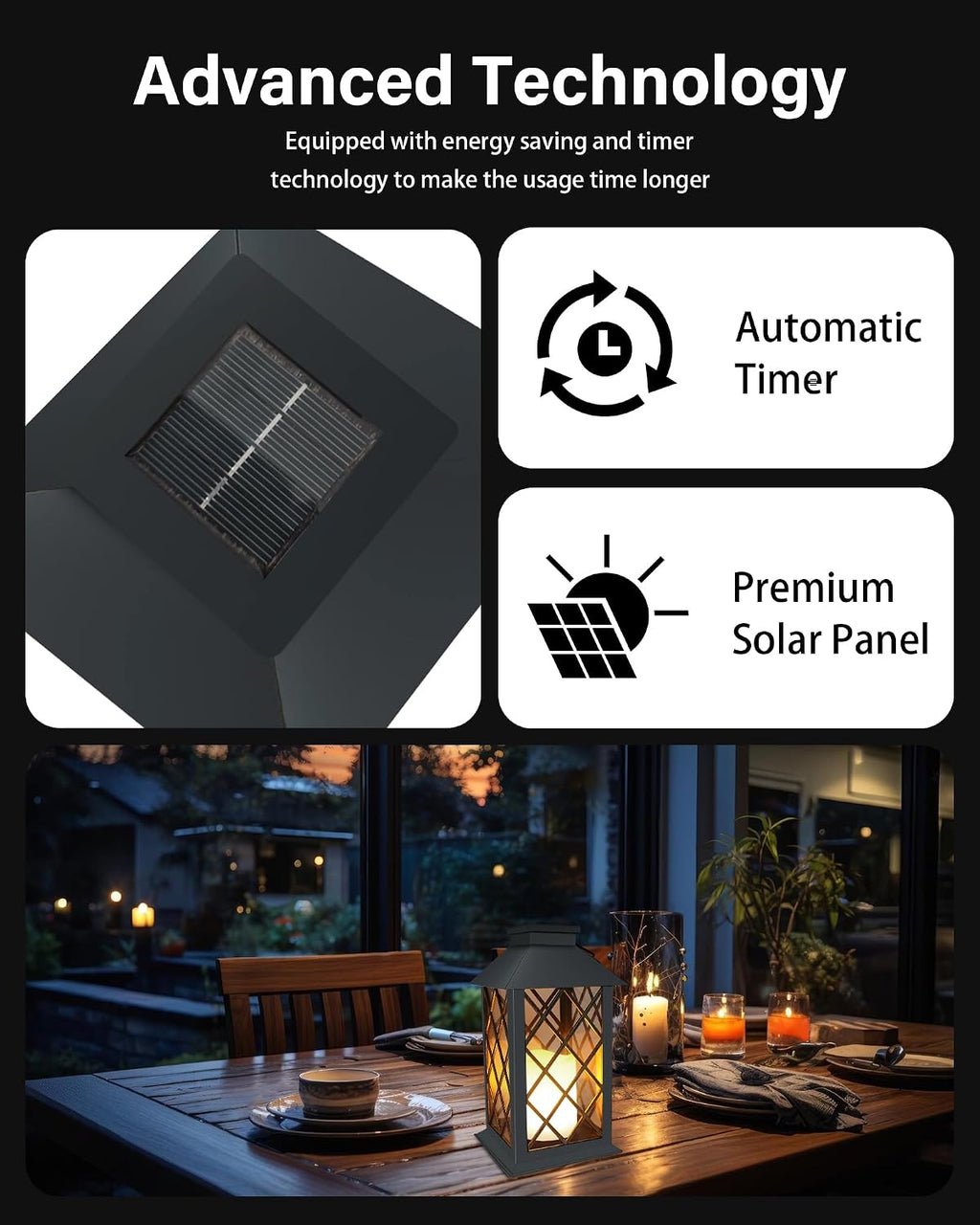 SHYMERY Solar Lanterns Outdoor Waterproof, 14 Inch Outdoor Lanterns with LED Flickering Flameless Candles,2 Pack Hanging Black Lantern Decorative for Patio,Front Porch,Balcony,Outside,Table Decor