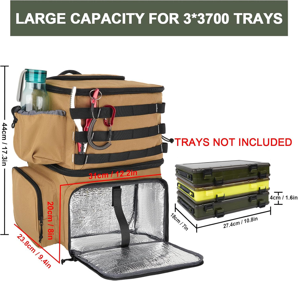 MATEIN Fishing Backpack, Tackle Storage Bag with Rod Holders & Cooler