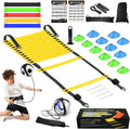 Speed Agility Training Equipment Set, Agility Ladder 20ft, 12 Football Cones, Resistance Parachute/Soccer Kick Trainer, Jump Rope, 5 Resistance Bands, Football Practice Equipment for Kids Adults