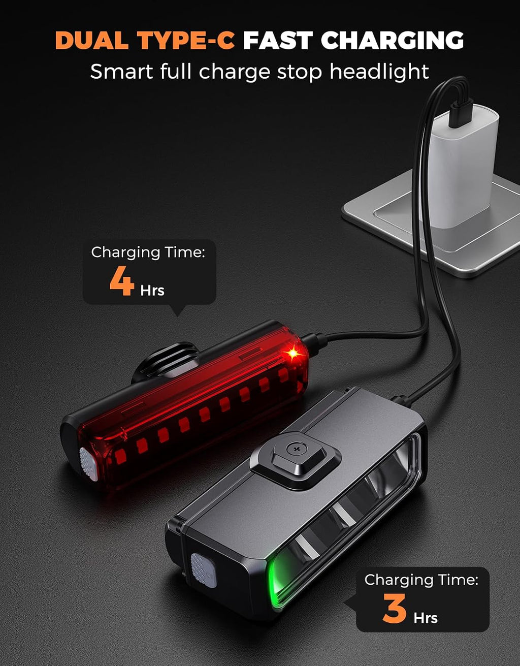 WOCBUY Bike Lights for Night Riding, 1500 Lumen Super Bright & Wide Beam Bicycle Headlight, 4+5 Modes 2600mAh USB Rechargeable Bike Light Set, IP65 Waterproof Light Bar for Ebike MTB Scooter