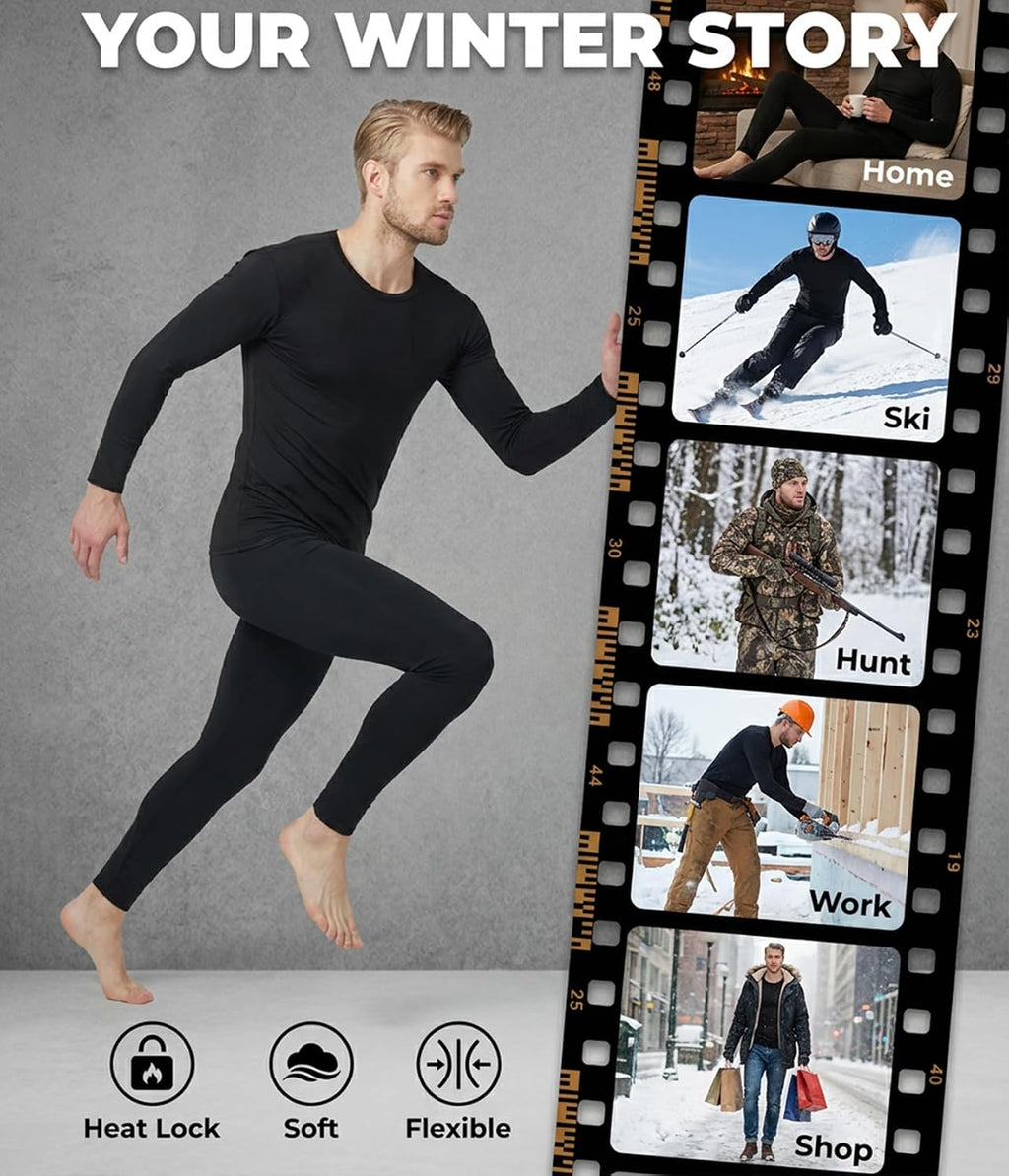 Thermal Underwear for Mens Long Johns Set Winter Cold Weather Base Layer