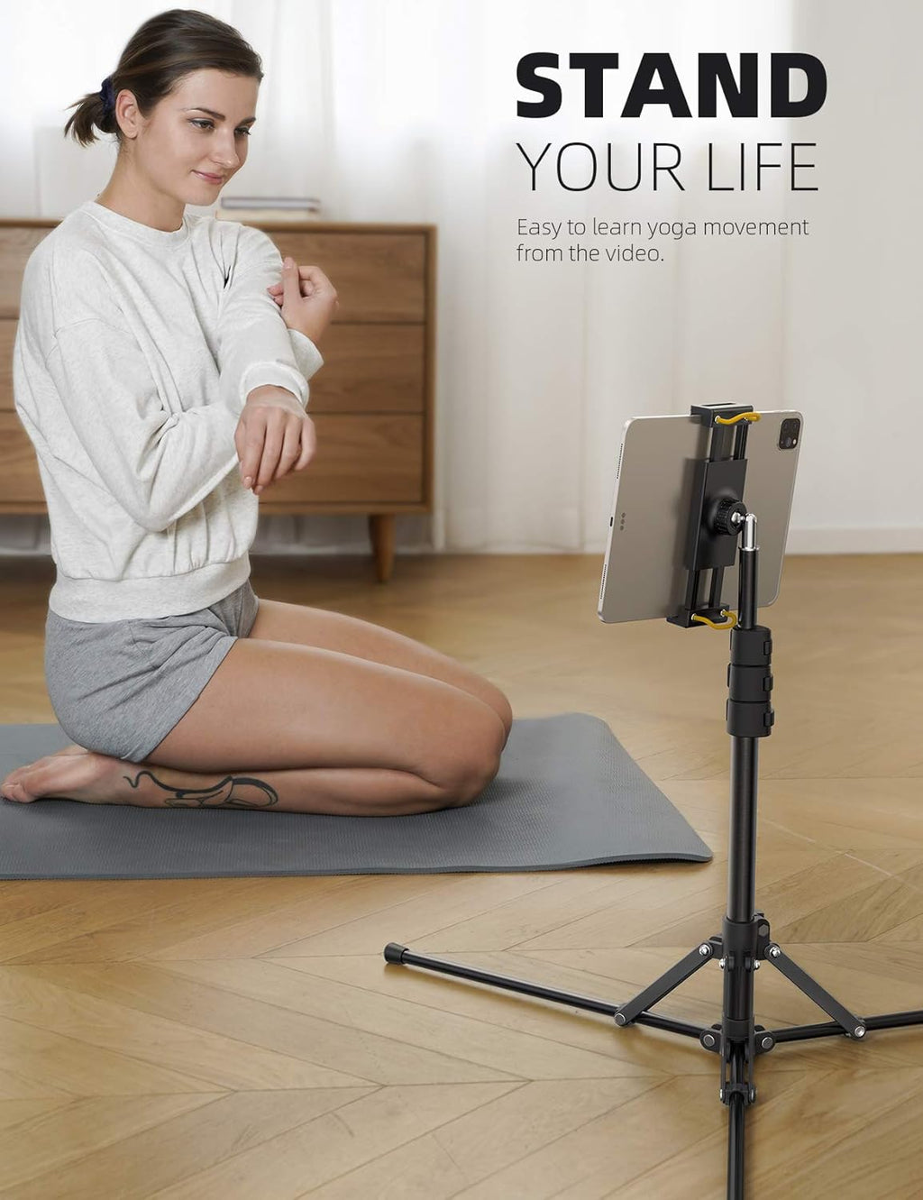 Lamicall Tablet Floor Tripod Stand 64.9" Fast Adjustable Height iPad Holder