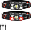 Headlamp Rechargeable 2Pack, 3000 Lumen Ultra-Light Bright Headlamp Flashlight with White Red Light, LED Headlight Motion Sensor, 5+5 Mode for Outdoor Camping Fishing Running Hiking (2)