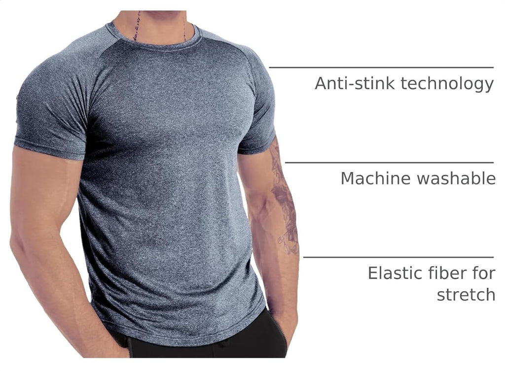 Men's 3pack Dry Fit Workout Gym T Shirts Short Sleeve Moisture Wicking Tops