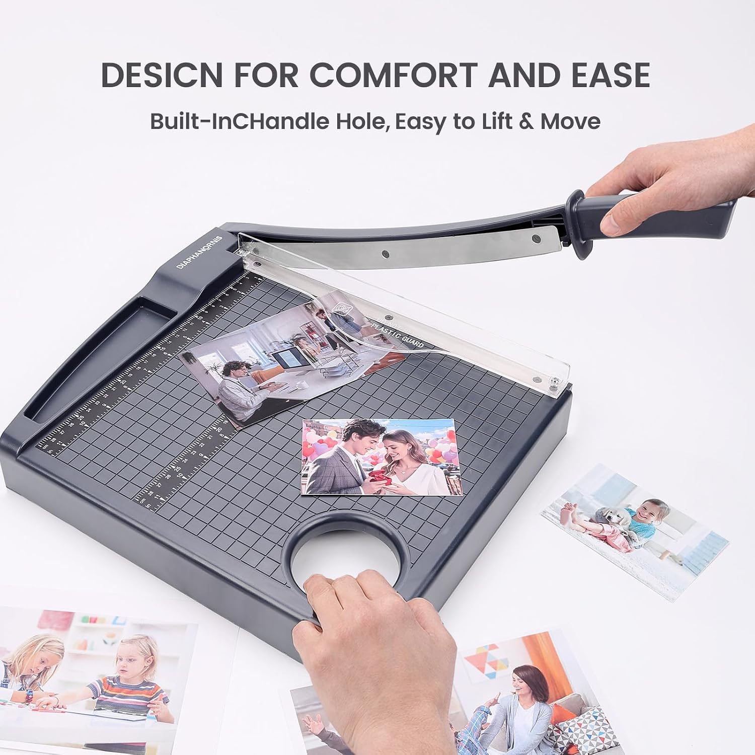 12" Paper Cutter, Precision Cut with Safety Protection and Blade Lock, 12 Sheets Capacity, Great for Cardstock, Cardboard, Photo, Vinyl, Crafts, Scrapbook (Grey)