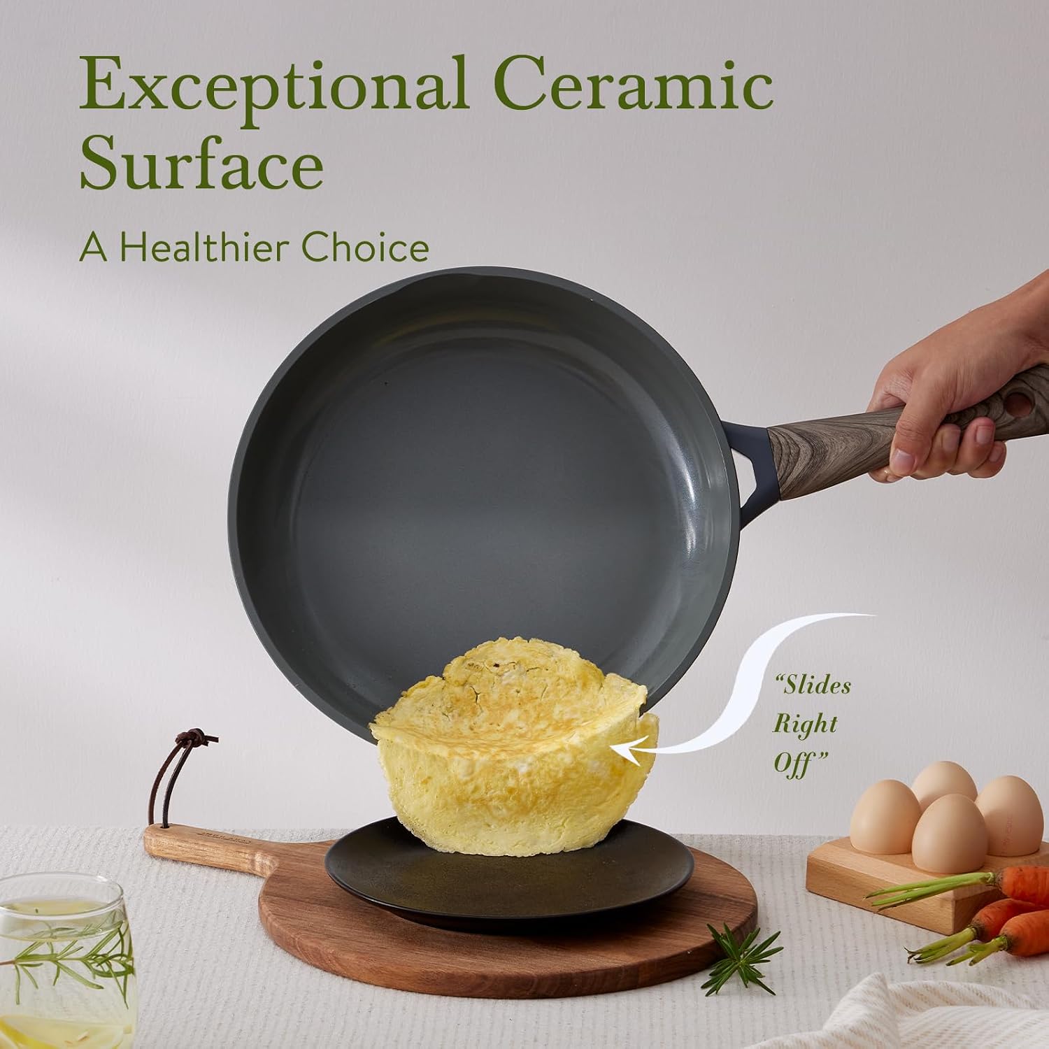 USELUCK 22-Piece Ceramic Cookware Set, Nonstick Pots and Pans Set