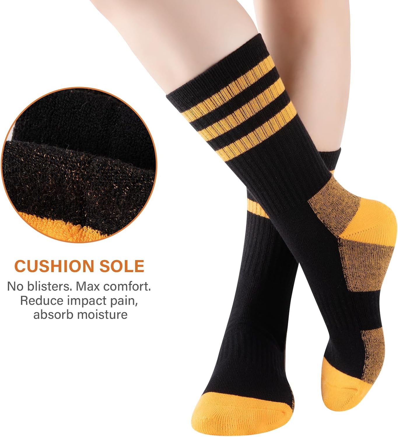 COOPLUS Womens Athletic Crew Socks Cushioned Cotton Wicking Outdoor Recreation Sports Calf Socks 5 Pairs