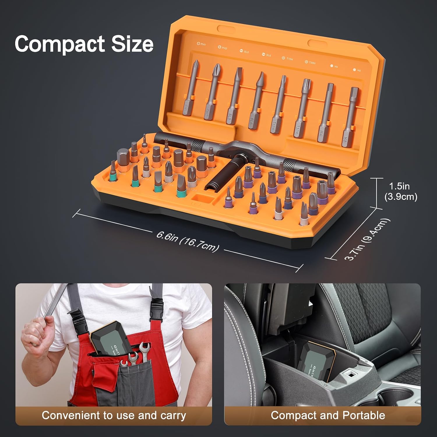 Bomivoi 42 in 1 Magnetic Screwdriver Set, DIY Ratchet Screwdriver Set, Multi Bit Magnetic Drive Set with Detachable Ratchet Handle, Portable Compact Repair Tool Kit for Home Furniture Computer Bicycle