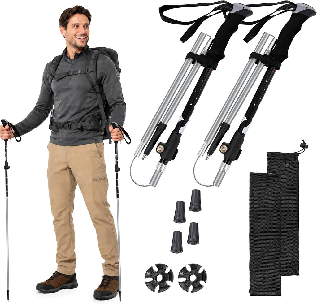 Collapsible Hiking Poles, Lightweight Walking Stick for Trekking