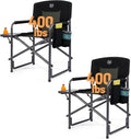 TIMBER RIDGE Aluminum Oversized Camping Chair, Lightweight Portable Directors Chair with Side Table Detachable Side Pocket for Outdoor Camping, Lawn, Picnic, Support 400lbs Black 2 Pack