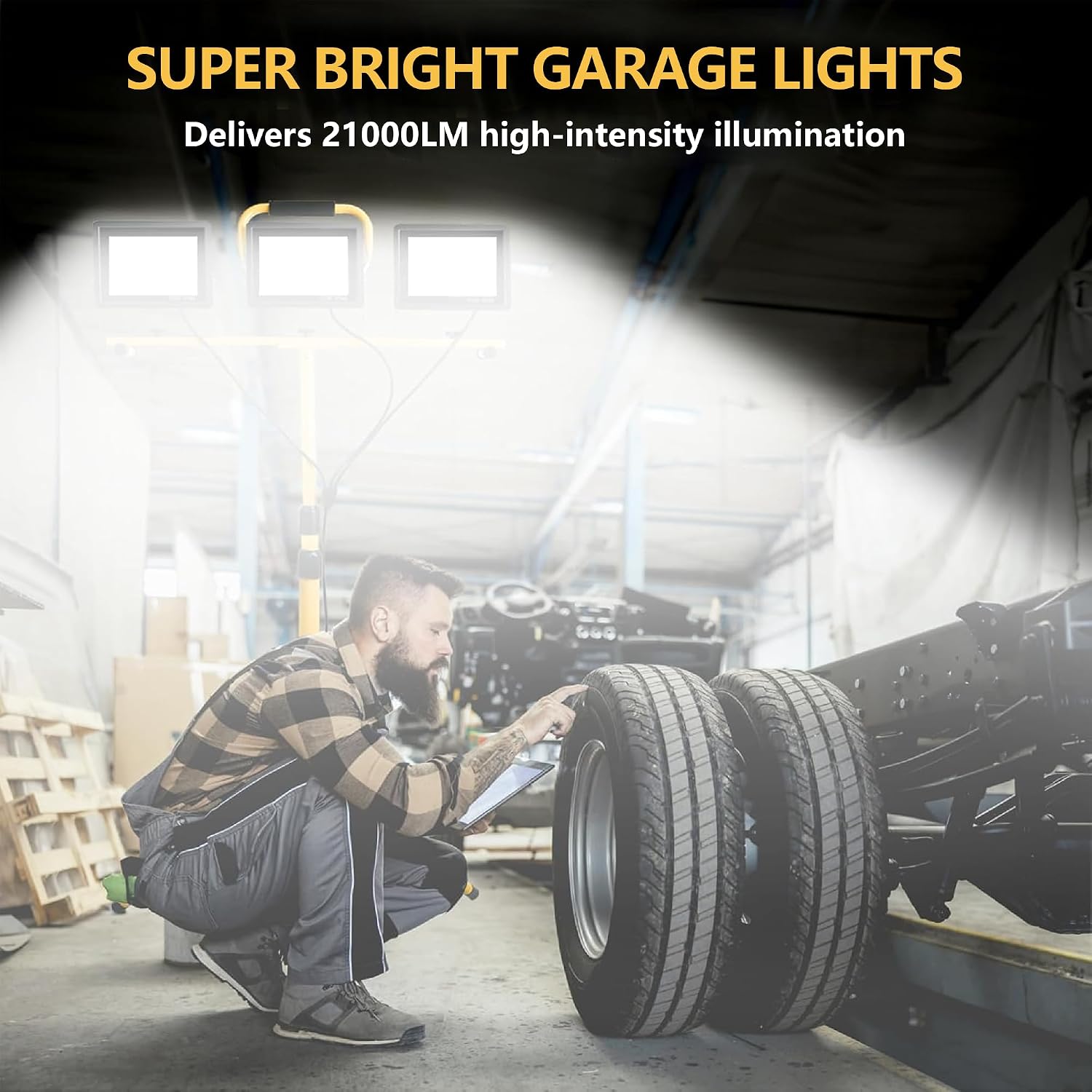 21000-Lumen LED Work Light with Stand for Job Site Garage