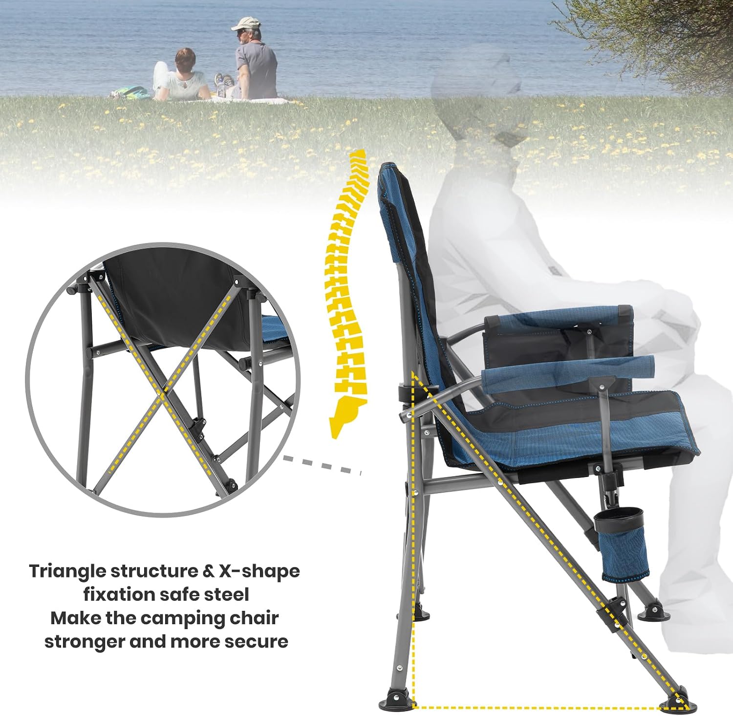 XGEAR Portable Camping Chair for Adutls Outdoor Camp Chairs,Blue