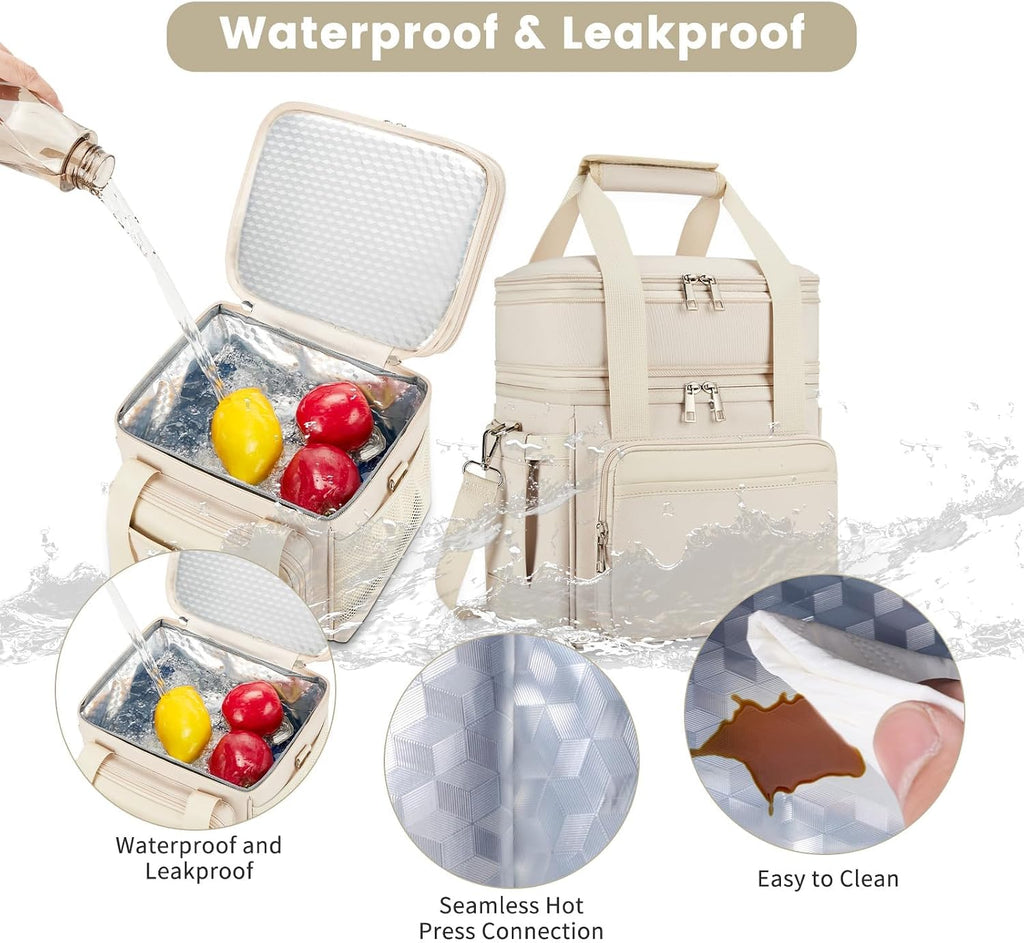holuxer Lunch Bag for Women - Expandable Double Deck Lunch Box