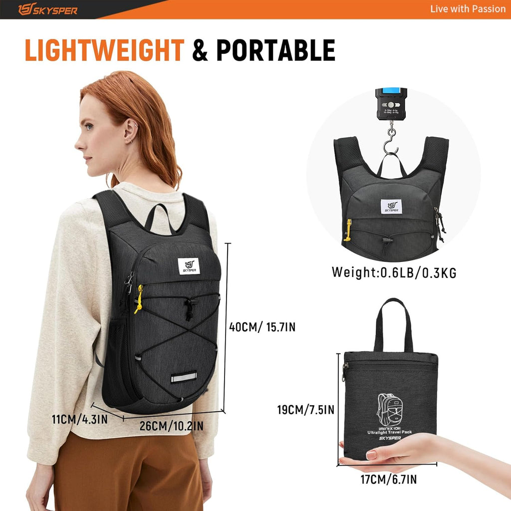 SKYSPER Foldable Hiking Backpack 10L/15L Small Lightweight Travel Daypack