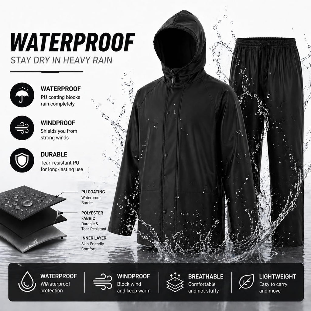 Rain Suit For Men & Women Waterproof Heavy Duty Rain Gear Reflective Jacket for Fishing Outdoor Work Raincoats