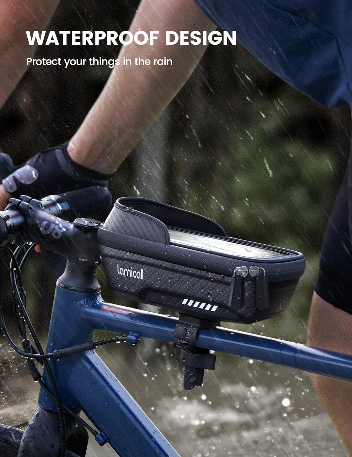 Lamicall 2 Pack Bike Frame Bag Waterproof - [1s Release] Bike Phone Bag