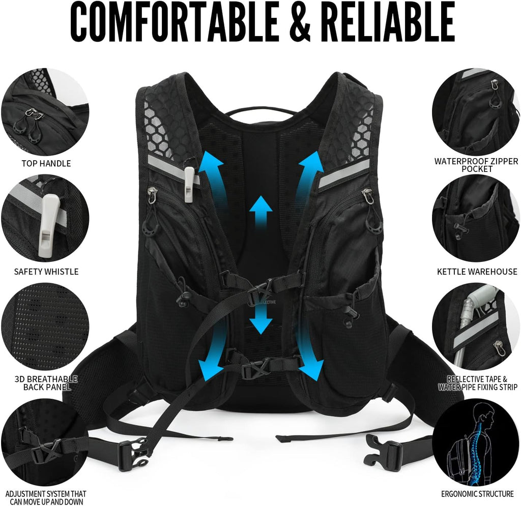 IX INOXTO Hydration Pack Backpack, Lightweight Water Backpack with 2L Hydration Bladder Daypack for Men Women,Running Hydration Vest for Trail Running Hiking Cycling Race Climbing